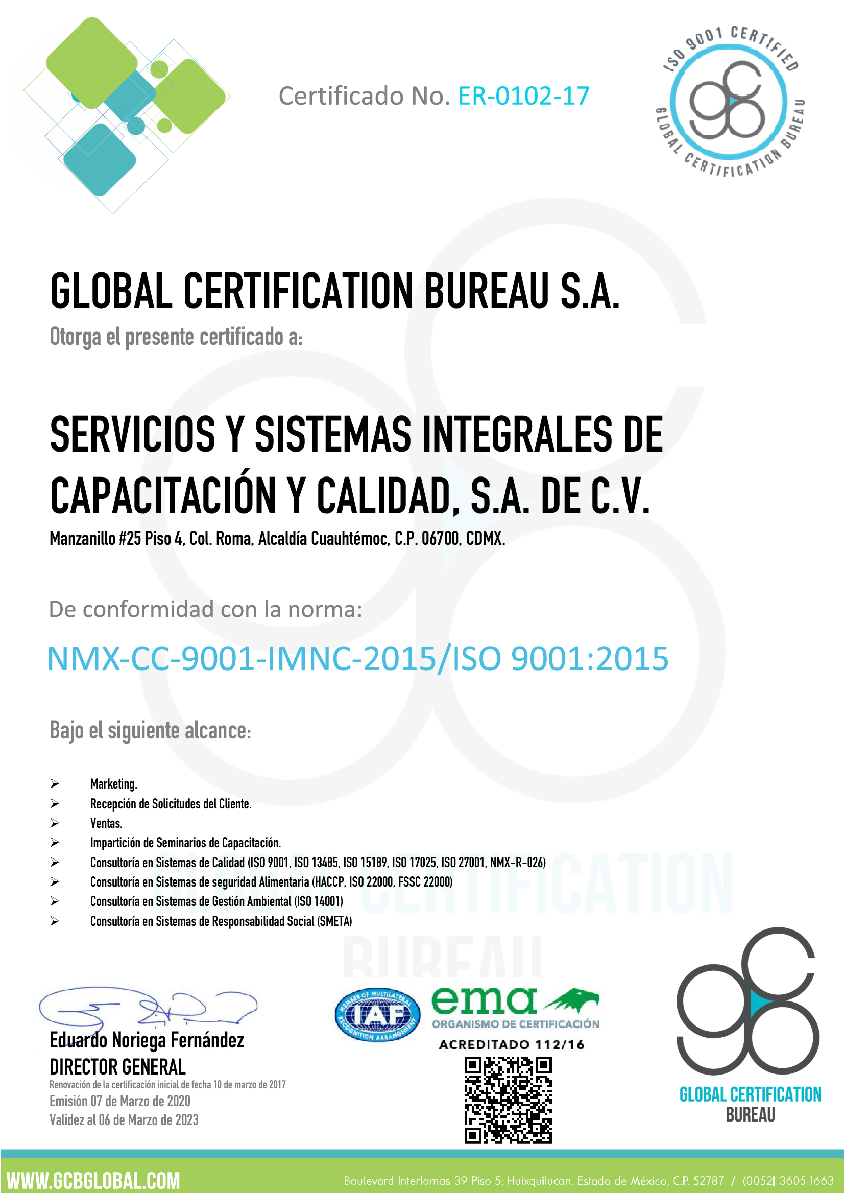 Nuestro Certificado Bajo La Nueva Versión De La Norma Iso 9001 2015